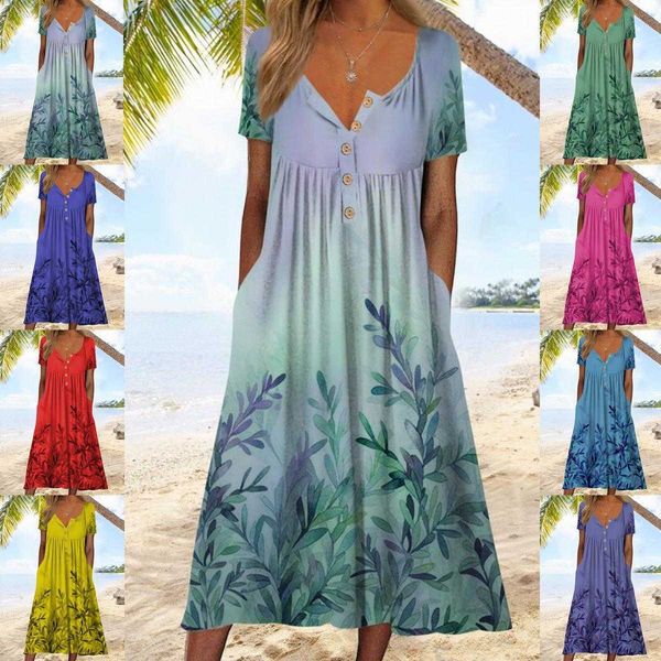 summer womens clothing casual dresses floral single row button midi straight dress, Black;gray
summer womens clothing casual dresses floral single row button midi straight dress, Black;gray