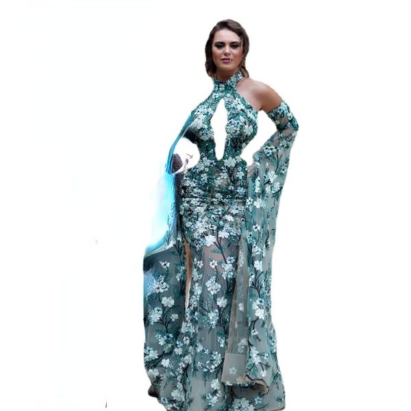 charming flowers appliqued mermaid evening dresses with long sleeves beaded halter neck prom gowns floor length plus size formal dress, Black;red
charming flowers appliqued mermaid evening dresses with long sleeves beaded halter neck prom gowns floor length plus size formal dress, Black;red