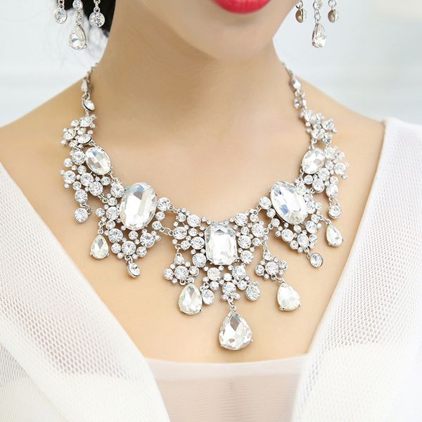 new bride jewelry exaggerated big water diamond necklace earrings set party dress accessories runway runway accessories ts-0091, White
new bride jewelry exaggerated big water diamond necklace earrings set party dress accessories runway runway accessories ts-0091, White
