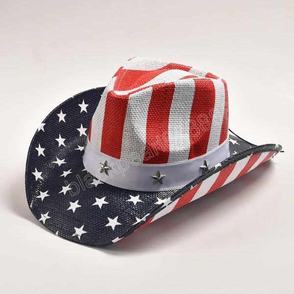 classic american flag western cowboy hats summer straw wide brim beach sun hat cowgirl party jazz hat, Blue;gray
classic american flag western cowboy hats summer straw wide brim beach sun hat cowgirl party jazz hat, Blue;gray