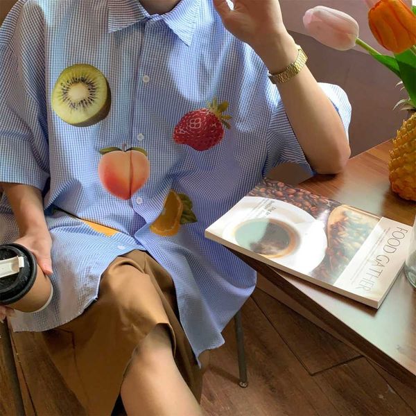 american oversized sky blue plaid shirts lovely fruits strawberry kawaii blouses korean preppy summer casual short sleeve, White
american oversized sky blue plaid shirts lovely fruits strawberry kawaii blouses korean preppy summer casual short sleeve, White