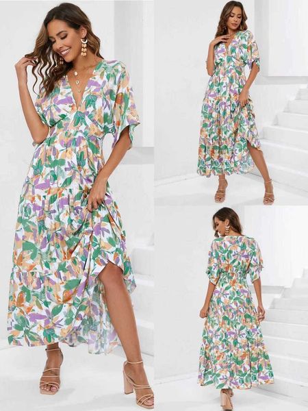 summer rayon printed dresses batwing sleeve deep v waist seaside beach vacation dress for women, Black;gray
summer rayon printed dresses batwing sleeve deep v waist seaside beach vacation dress for women, Black;gray