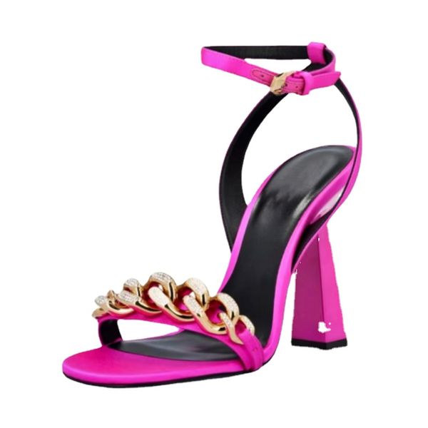 2023 summer new fashion dress sandals satin crystal chunky chain elegant high block heel peep toe ankle strap party shoes size43, Black
2023 summer new fashion dress sandals satin crystal chunky chain elegant high block heel peep toe ankle strap party shoes size43, Black
