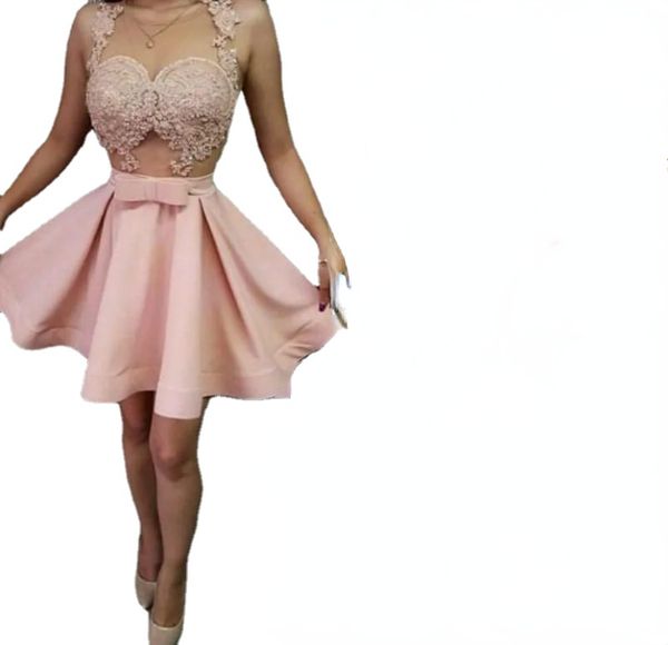 pink homecoming dresses sheer neck lace appliques short prom dress see through cocktail party dress gowns, Blue;pink
pink homecoming dresses sheer neck lace appliques short prom dress see through cocktail party dress gowns, Blue;pink