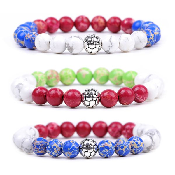 8mm multicolored stone bracelet emperor gemstone soccer beaded elastic bracelet for men women, Black
8mm multicolored stone bracelet emperor gemstone soccer beaded elastic bracelet for men women, Black