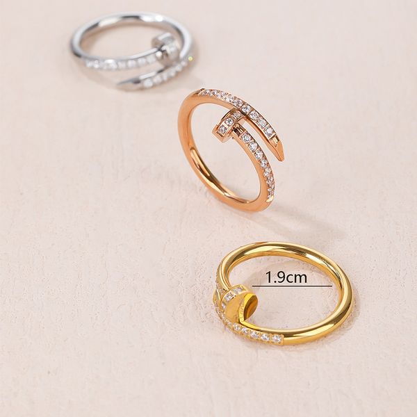 classic brand micro pave nail ring 18k gold stainless steel rings jewelry for women gift, Silver
classic brand micro pave nail ring 18k gold stainless steel rings jewelry for women gift, Silver
