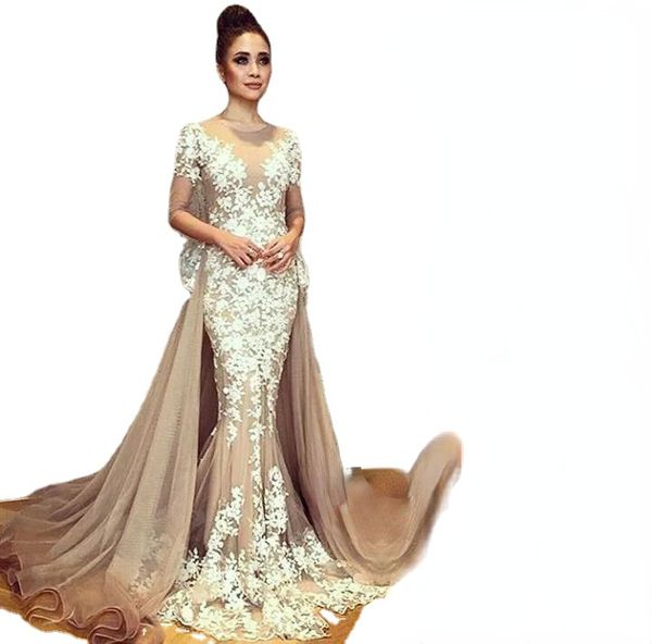stunning overskirt mermaid evening dresses with half sleeves sheer jewel neck lace appliqued prom gowns sweep train tulle formal dress, Black;red
stunning overskirt mermaid evening dresses with half sleeves sheer jewel neck lace appliqued prom gowns sweep train tulle formal dress, Black;red