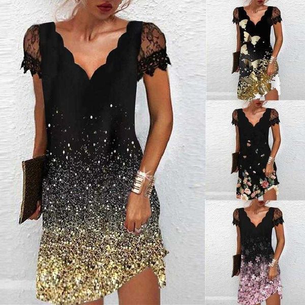 womens fashion printed dresses v neck lace short sleeved dress for women spring and summer, Black;gray
womens fashion printed dresses v neck lace short sleeved dress for women spring and summer, Black;gray