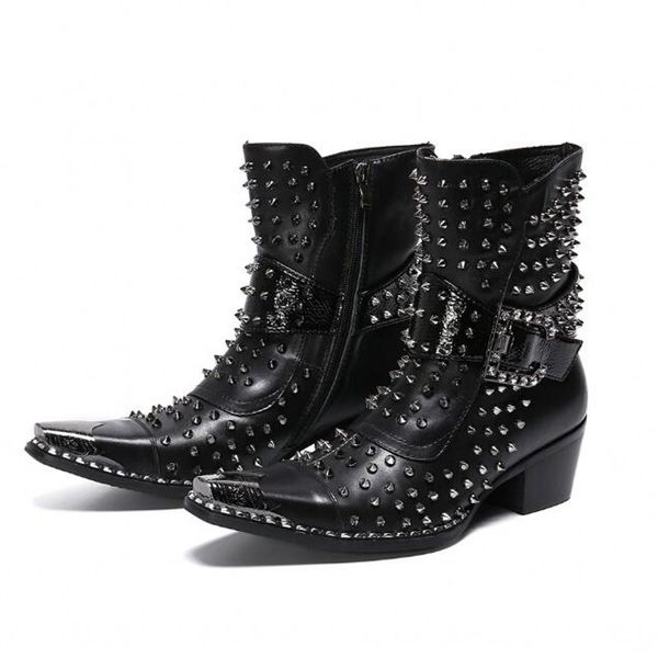 spike rivets boots for men fashion pointed toe buckle ankle boot gentlemen winter shoes plus size 38-46, Black
spike rivets boots for men fashion pointed toe buckle ankle boot gentlemen winter shoes plus size 38-46, Black