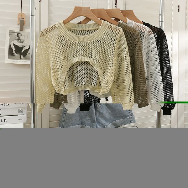 new women solid sweater o-neck cropped sweater pullover crop female short sleeve hollow out super cropped sweaters, White;black
new women solid sweater o-neck cropped sweater pullover crop female short sleeve hollow out super cropped sweaters, White;black