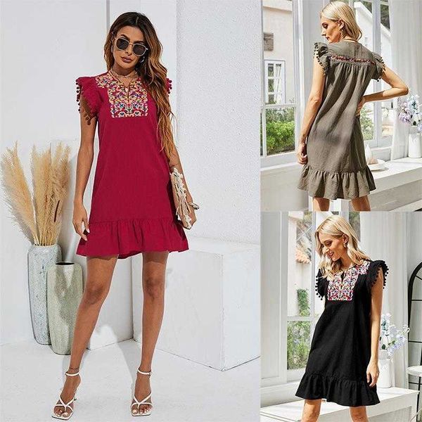womens embroidered dress summer casual sleeveless small solid color short skirt, Black;gray
womens embroidered dress summer casual sleeveless small solid color short skirt, Black;gray