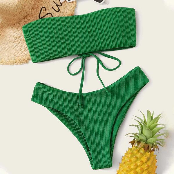 designer swimwear fashion new green strapless bikini swimsuit 2022 women solid color lace-up low waist string bikini swimwear bathing suit, White;black
designer swimwear fashion new green strapless bikini swimsuit 2022 women solid color lace-up low waist string bikini swimwear bathing suit, White;black