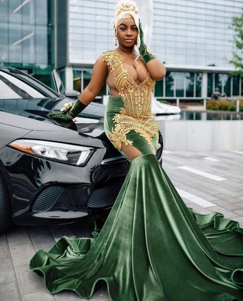 amy green velvet african mermaid prom dresses gillter beaded crystal see through black girl evening birthday dress, Black;red
amy green velvet african mermaid prom dresses gillter beaded crystal see through black girl evening birthday dress, Black;red
