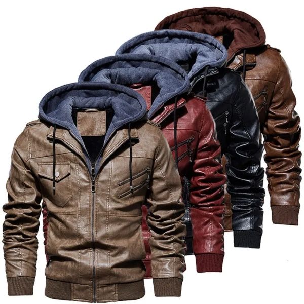 2023men's leather & faux hooded jacket motorcycle pu baseball biker autumn and winter coat windbreaker, Gray
2023men's leather & faux hooded jacket motorcycle pu baseball biker autumn and winter coat windbreaker, Gray