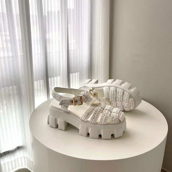 vintage serrated roman woven ultra-light platform sandals lady's monolith raffia slippers triangle beach shoes, Black
vintage serrated roman woven ultra-light platform sandals lady's monolith raffia slippers triangle beach shoes, Black
