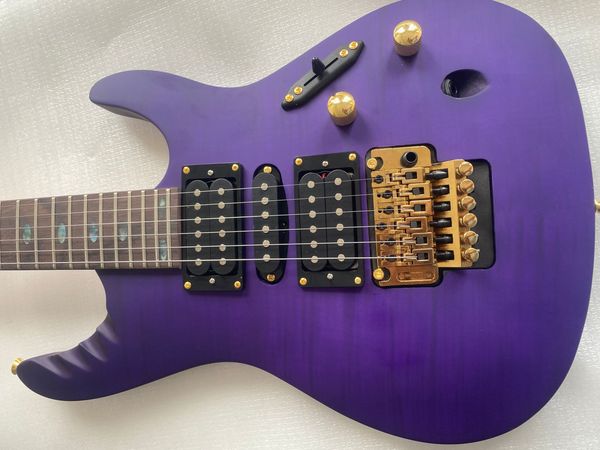 super thin herman lee egen18 flame maple trans purple flat electric guitar floyd rose tremolo bridge, abalone oval inlay gold hardware
super thin herman lee egen18 flame maple trans purple flat electric guitar floyd rose tremolo bridge, abalone oval inlay gold hardware