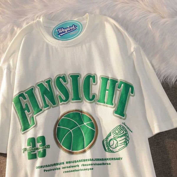 dark green white american retro baseball print short-sleeved t-shirt male and female students summer loose all-match ins top
dark green white american retro baseball print short-sleeved t-shirt male and female students summer loose all-match ins top