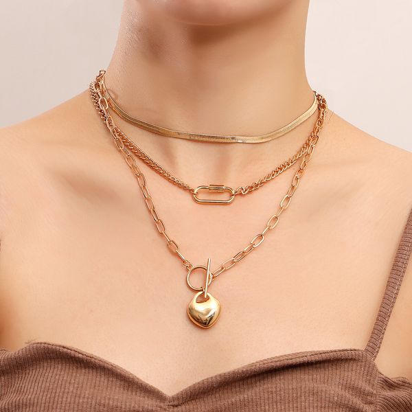designer jewlery punk multi-layer flat snake chain geometric heart pendant necklace female ins style love necklace niche design chain neckla, Silver
designer jewlery punk multi-layer flat snake chain geometric heart pendant necklace female ins style love necklace niche design chain neckla, Silver