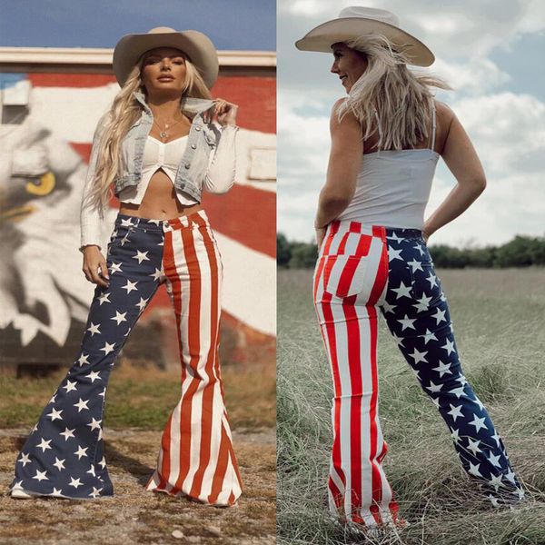 women's jeans independence day flag print flared pants spring autumn women urban fashion casual high street trousers, Blue
women's jeans independence day flag print flared pants spring autumn women urban fashion casual high street trousers, Blue