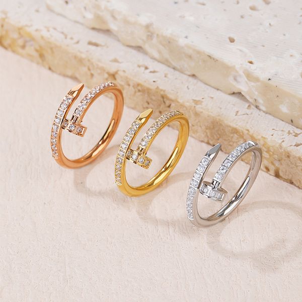 luxury design micro pave nail ring 18k gold stainless steel wedding rings jewelry for women gift, Silver
luxury design micro pave nail ring 18k gold stainless steel wedding rings jewelry for women gift, Silver