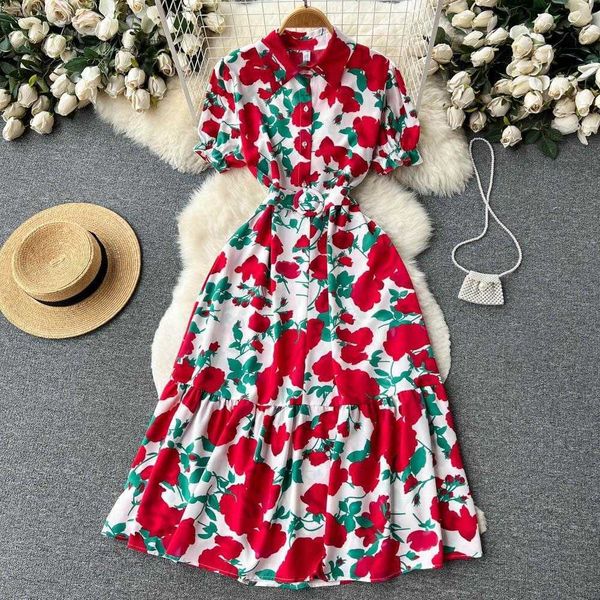 french style high grade floral dress for women summer retro lapel puff sleeve temperamental fairy tea break a line, Black;gray
french style high grade floral dress for women summer retro lapel puff sleeve temperamental fairy tea break a line, Black;gray