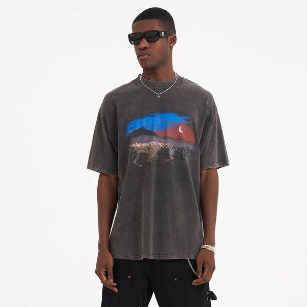 23ss new woman men's t-shirts vintage washed the hills t-shirt classic dark night mountain view printed short sleeve summer fashion bre, White;black
23ss new woman men's t-shirts vintage washed the hills t-shirt classic dark night mountain view printed short sleeve summer fashion bre, White;black