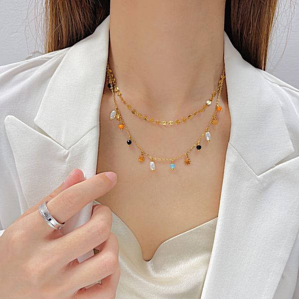 multilayered pearl pendant necklace 18k gold plated stainless steel necklaces for women gift, Silver
multilayered pearl pendant necklace 18k gold plated stainless steel necklaces for women gift, Silver