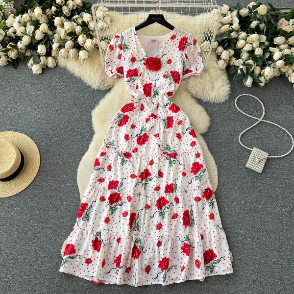 summer new korean edition ladies v-neck bubble sleeve wrapped waist ruffle print dress slim long dress, Black;gray
summer new korean edition ladies v-neck bubble sleeve wrapped waist ruffle print dress slim long dress, Black;gray