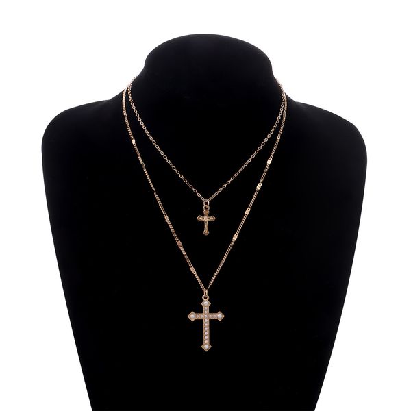pendant necklace double pearl cross pendant necklace, ladies simple temperament trend jewelry designer necklace fashion multi-layered wholes, Silver
pendant necklace double pearl cross pendant necklace, ladies simple temperament trend jewelry designer necklace fashion multi-layered wholes, Silver