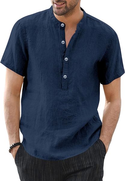 mens linen henley shirts beach short sleeve cotton lightweight tees plain summer t shirt, White;black
mens linen henley shirts beach short sleeve cotton lightweight tees plain summer t shirt, White;black