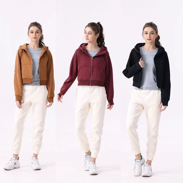 lu yoga clothes velvet sweaters sports women's loose fitness jackets zippers and hats thickened casual wear, White;red
lu yoga clothes velvet sweaters sports women's loose fitness jackets zippers and hats thickened casual wear, White;red