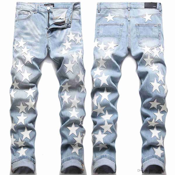 men's jeans fashion brand autumn and winter embroidery pentagram collar slim fit personalized feet pants, Blue
men's jeans fashion brand autumn and winter embroidery pentagram collar slim fit personalized feet pants, Blue