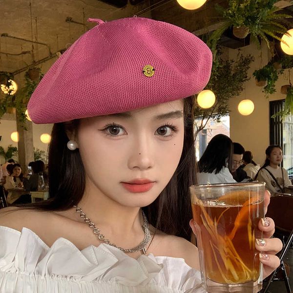 berets rose pink beret hats for women summer thin breathable painter cap showing face small metal label korean version retro berets z0616, Blue;gray
berets rose pink beret hats for women summer thin breathable painter cap showing face small metal label korean version retro berets z0616, Blue;gray