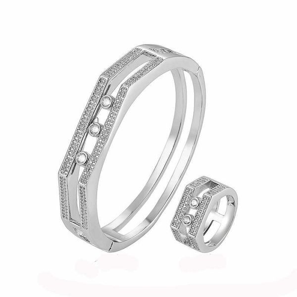 high version selling new style two rows of micro-set zircon middle sliding bracelet card c women's ring jewelryd2w8, Black
high version selling new style two rows of micro-set zircon middle sliding bracelet card c women's ring jewelryd2w8, Black
