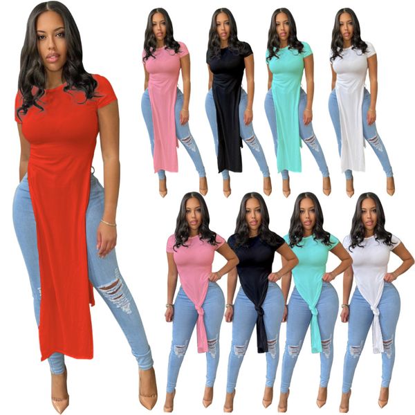2023 designer women's shirts casual sports t-shirts summer y2k trend long blouse solid color women clothing side split short sleeve wh, White
2023 designer women's shirts casual sports t-shirts summer y2k trend long blouse solid color women clothing side split short sleeve wh, White
