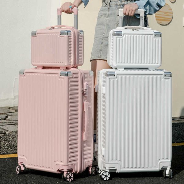 fashionable trolley case, female student pc suitcase, aluminum corner zipper case, leather case, 24 inch 26 travel case 230616
fashionable trolley case, female student pc suitcase, aluminum corner zipper case, leather case, 24 inch 26 travel case 230616