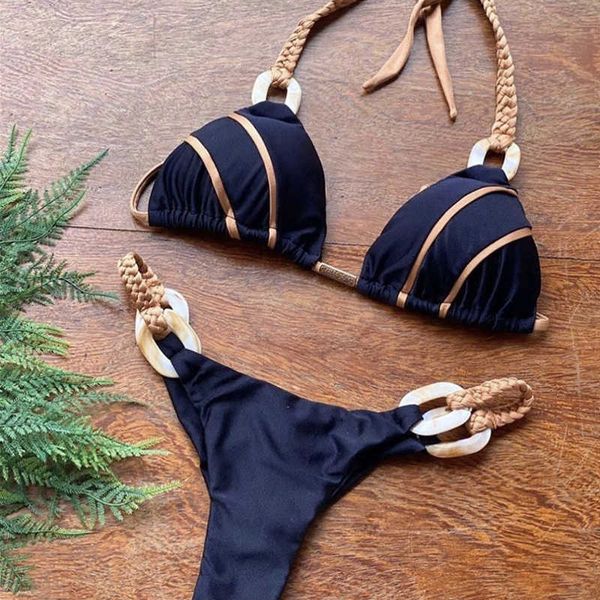 women's swimwear weave triangle swimsuit lady biquinis brazilian women bikini ring bathing suit 2023 two pieces suits halter micro swim, White;black
women's swimwear weave triangle swimsuit lady biquinis brazilian women bikini ring bathing suit 2023 two pieces suits halter micro swim, White;black