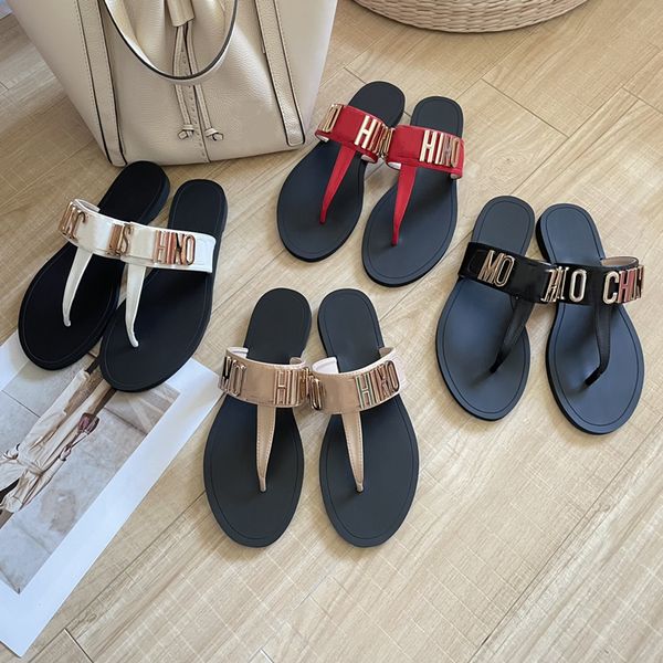 designer women mc flip flops slide slippers metal letters leather flat sandals, Black
designer women mc flip flops slide slippers metal letters leather flat sandals, Black