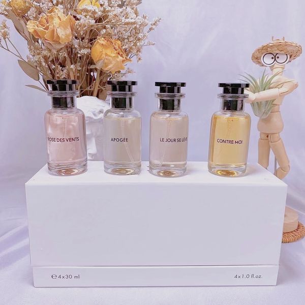 arrival latest wholesale perfume set 4pcs 30ml rose des vents/apogee/contre moi/le jour se leve long lasting fragrance with fast delivery