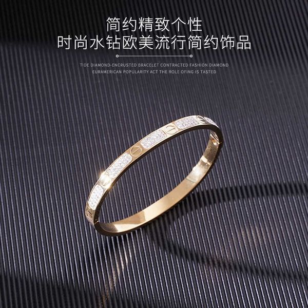 designer fashion titanium steel bracelet colorless card mud diamond full sky star buckle, Black
designer fashion titanium steel bracelet colorless card mud diamond full sky star buckle, Black