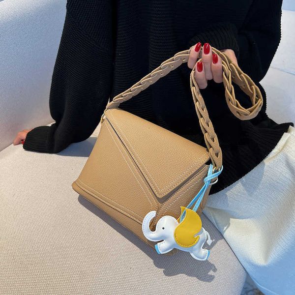 

Bags Dinner bags New Women's Small Bag ins One Shoulder Crossbody Square PU Leather Korean Version Fashion Splicing Texture, Creamy-white