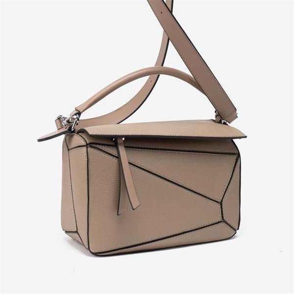 

Bags Dinner bags Light luxury lychee patterned soft leather geometric bag 2023 new niche design versatile splicing handbag single shoulder crossbody, Khaki9