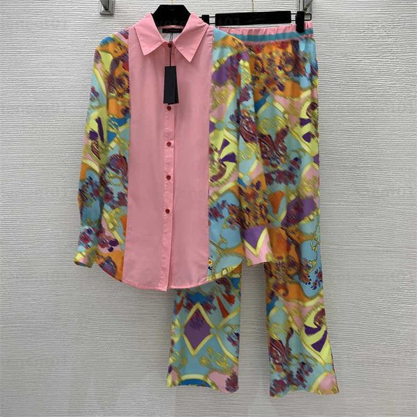 floral pattern two piece set women color blocking lapel lapel long sleeve shirt elastic waist straight wide leg casual pants designer outfit, White
floral pattern two piece set women color blocking lapel lapel long sleeve shirt elastic waist straight wide leg casual pants designer outfit, White