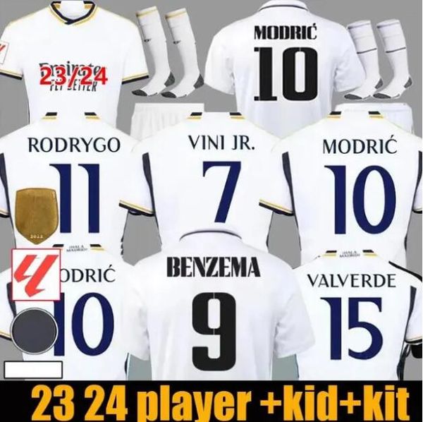 23 24 real madrids soccer jerseys fans version 2023 2024 kit modric camiseta vini jr camavinga tchouameni madrides football shirt kids sets, Black
23 24 real madrids soccer jerseys fans version 2023 2024 kit modric camiseta vini jr camavinga tchouameni madrides football shirt kids sets, Black