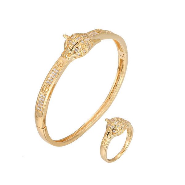 high version jewelry 18k gold carti leopard head micro-set zircon bracelet ring set vf3d, Silver
high version jewelry 18k gold carti leopard head micro-set zircon bracelet ring set vf3d, Silver