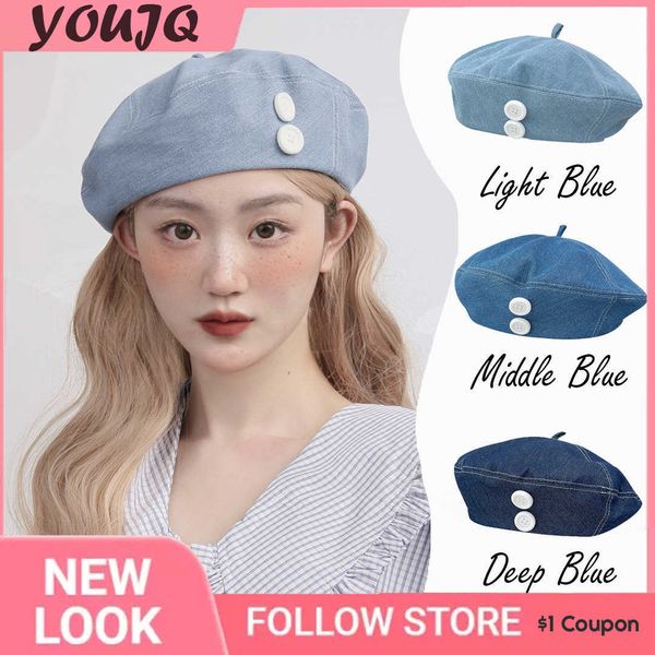 berets y2k japanese button decoration denim beret cap spring summer retro british temperament trend painter hat women caps bonnet z0616, Blue;gray
berets y2k japanese button decoration denim beret cap spring summer retro british temperament trend painter hat women caps bonnet z0616, Blue;gray