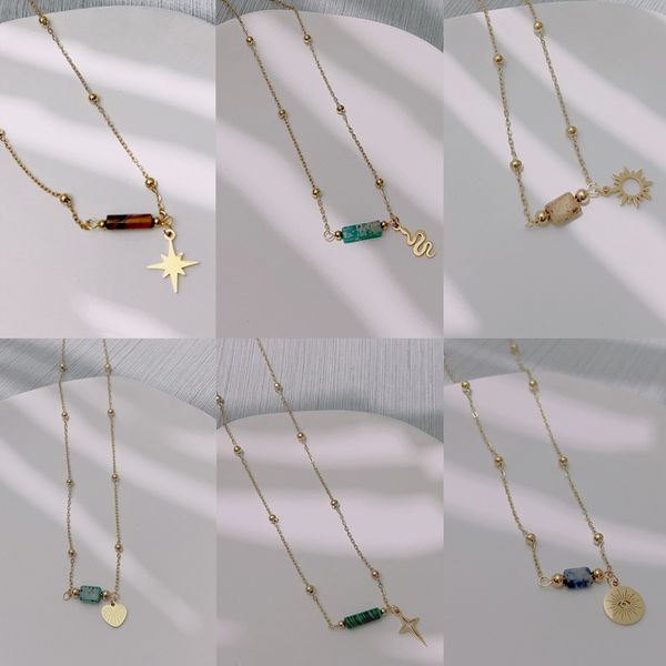 classic design natural stone snake heart pendant necklace gold stainless steel necklaces for women gift, Silver
classic design natural stone snake heart pendant necklace gold stainless steel necklaces for women gift, Silver