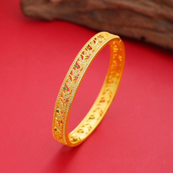 women bracelet bangle new hollowed carved multi-color zircon exquisite luxurious versatile wedding jewelry 18k yellow gold filled accessorie, Black
women bracelet bangle new hollowed carved multi-color zircon exquisite luxurious versatile wedding jewelry 18k yellow gold filled accessorie, Black