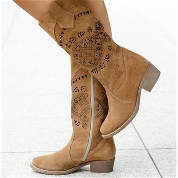 women boots faux suede low heel women shoes2023 designer luxury winter casual side zip burnt flower ladie mid calf boots, Black
women boots faux suede low heel women shoes2023 designer luxury winter casual side zip burnt flower ladie mid calf boots, Black
