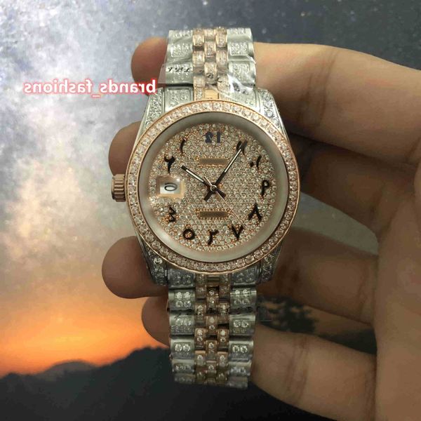 men's ice diamond watch bi-rose gold stainless steel diamond strap watch arabic digital scale automatic mechanical watchesw4o5, Silver
men's ice diamond watch bi-rose gold stainless steel diamond strap watch arabic digital scale automatic mechanical watchesw4o5, Silver
